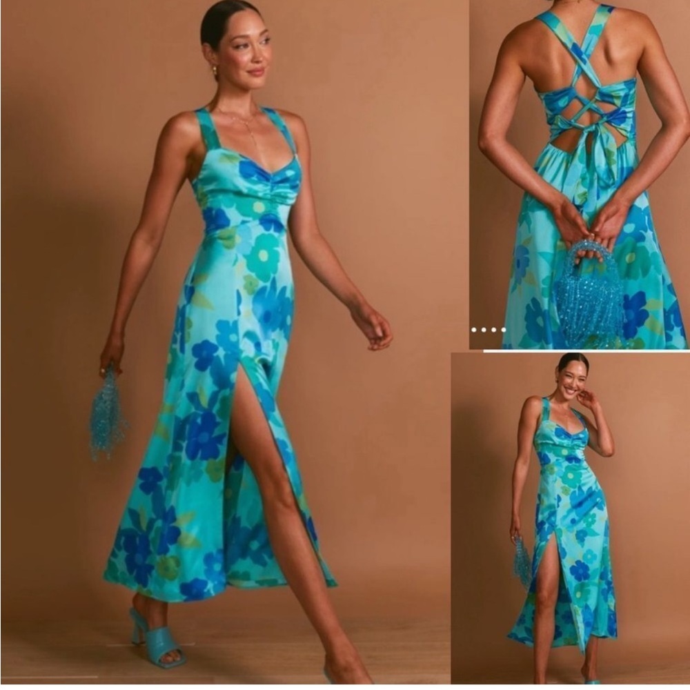 Show Me Your MuMu Blue Floral Midi Dress
